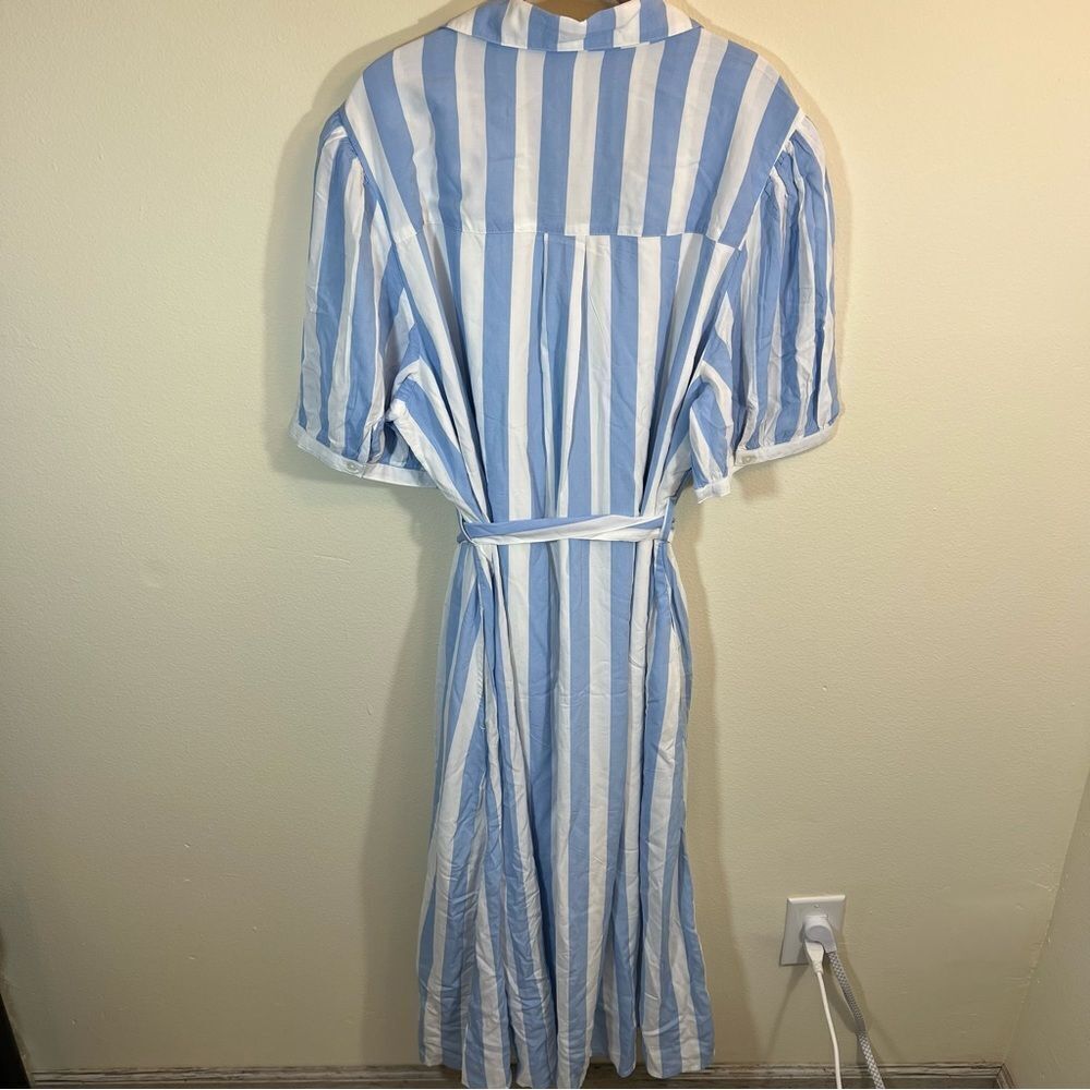 Crown & Ivy Women’s Blue White Striped Belted Shirt Dress 3X NWT - Picture 12 of 15